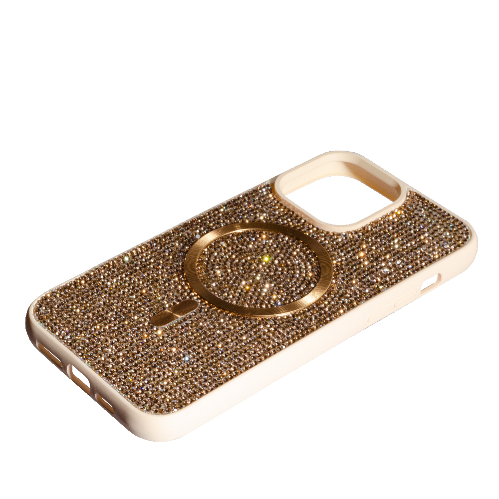 Накладка MagSafe full of diamonds для iPhone 16 Pro (Pink sand)-1